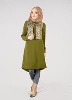Tesettür giyim HAKİ T 4674 Almina 271175 2&prime;li Tunik-Alv Fashion