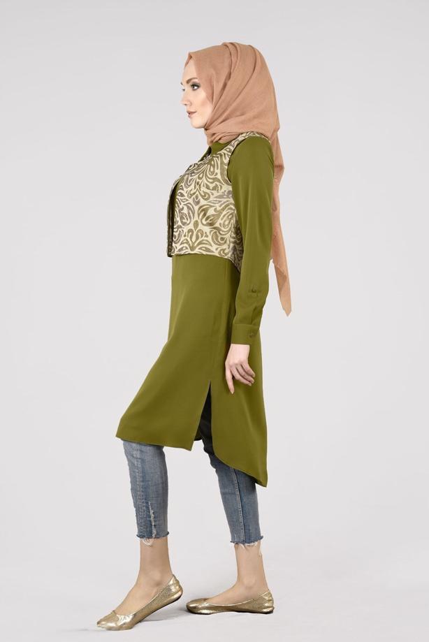 Tesettür giyim  T 4674 Almina 271175 2&prime;li Tunik-Alv Fashion - TRENDTESETTÜR