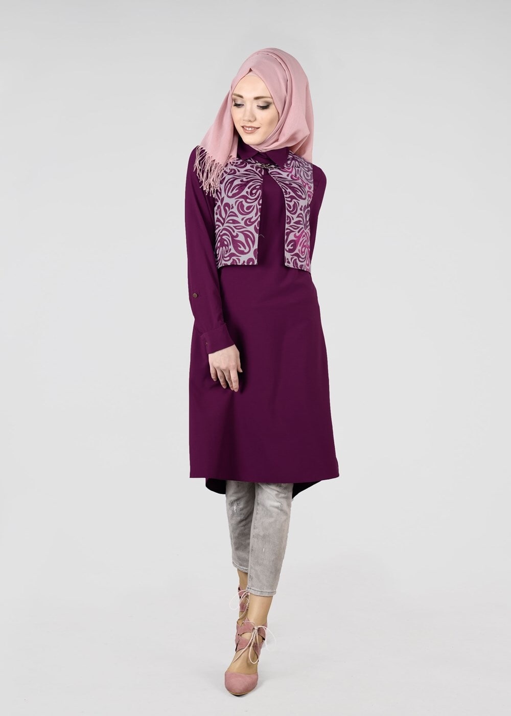 Tesettür giyim MÜRDÜM T 4674 Almina 271175 2&prime;li Tunik-Alv Fashion
