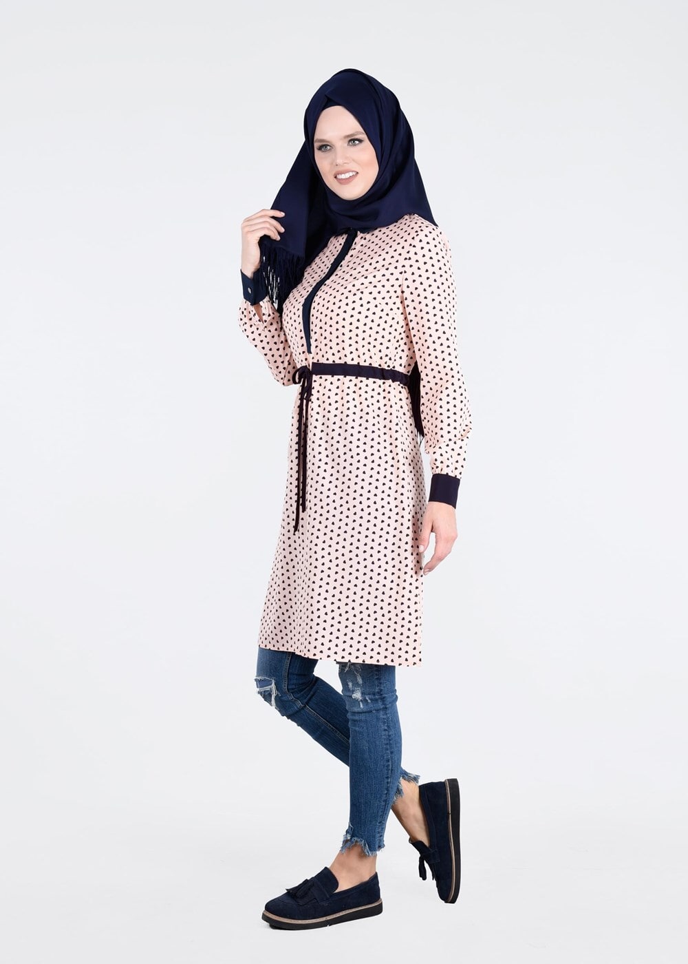 Tesettür giyim PUDRA T 4679 Moss Crep Tesettür Tunik-Alv Fashion