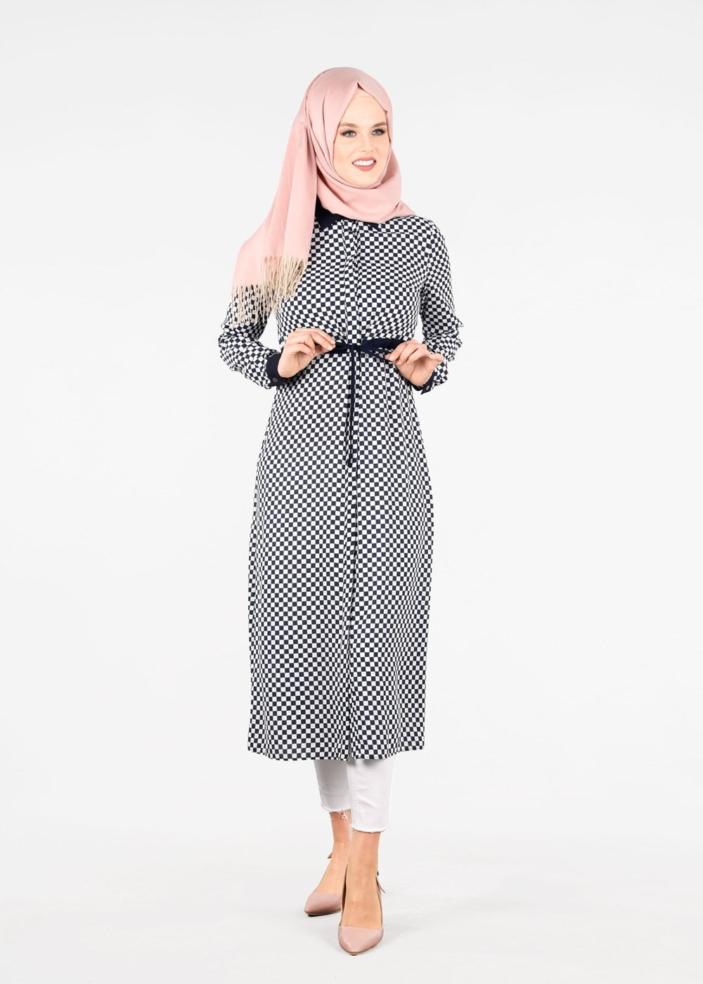 Tesettür giyim LACİVERT T 4690 Port Crep 1574 Tunik-Alv Fashion