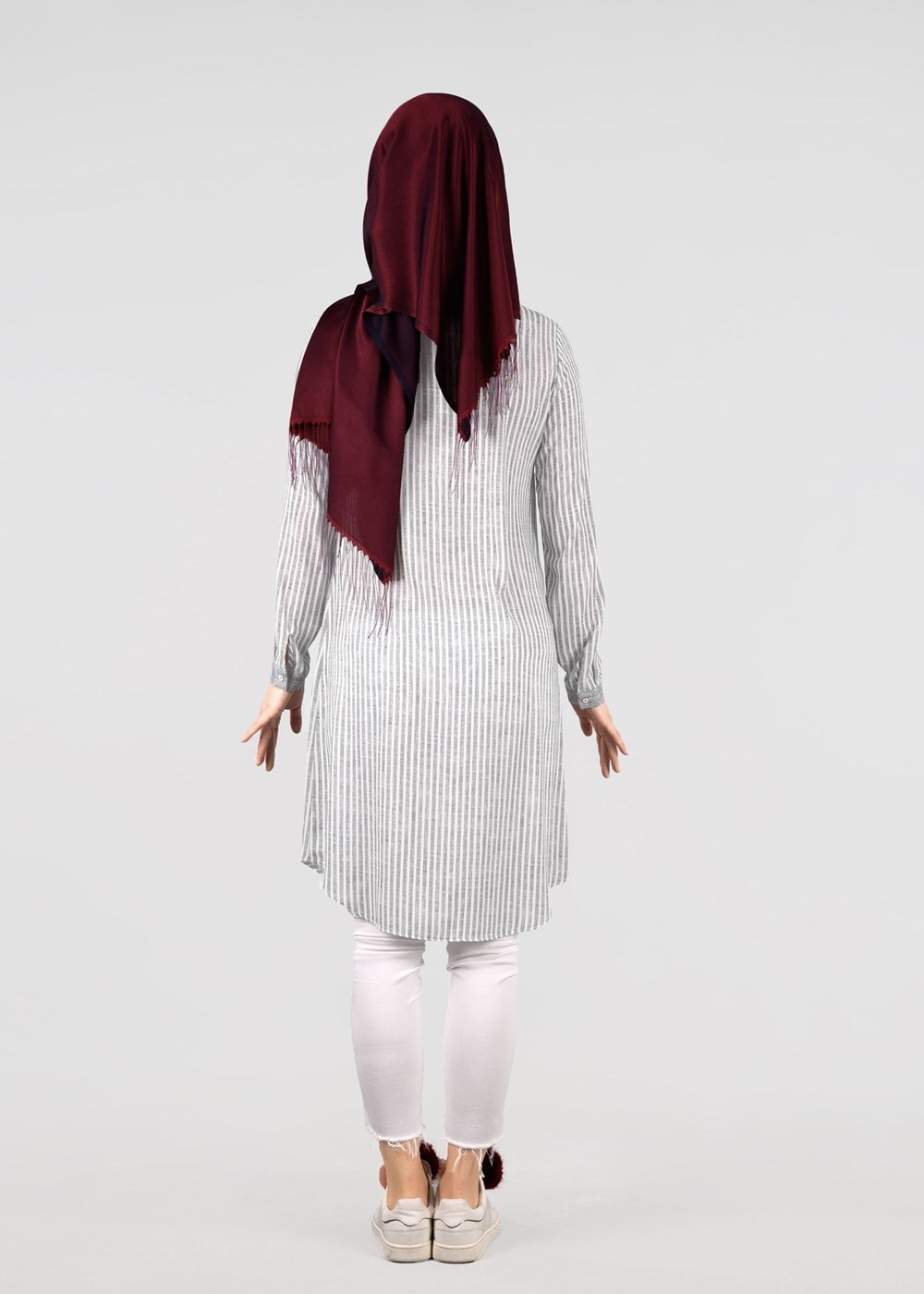 Tesettür giyim GRİ T 4691 Maglia 8600 Tesettür Tunik-Alv Fashion