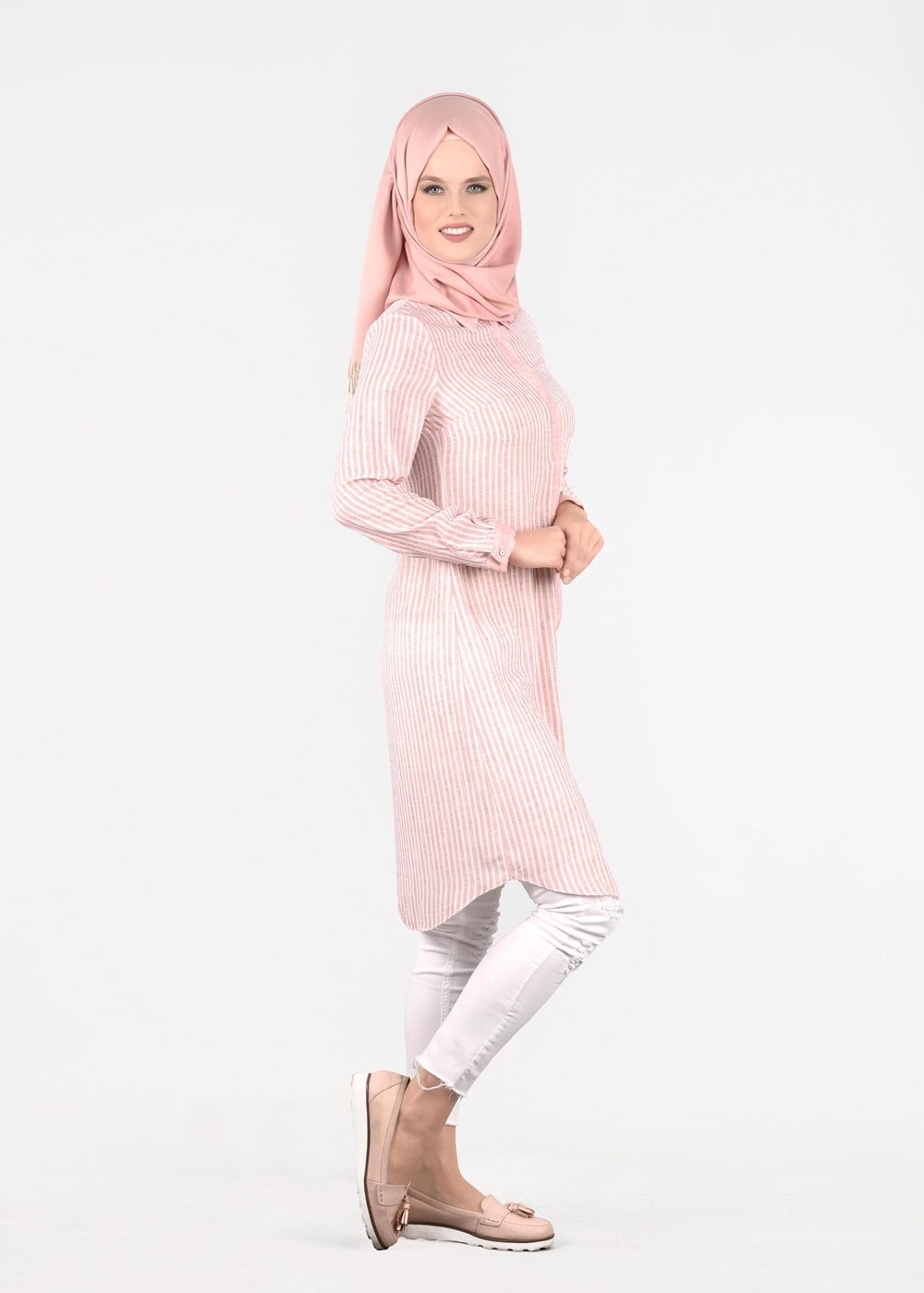 Tesettür giyim PUDRA T 4691 Maglia 8600 Tesettür Tunik-Alv Fashion