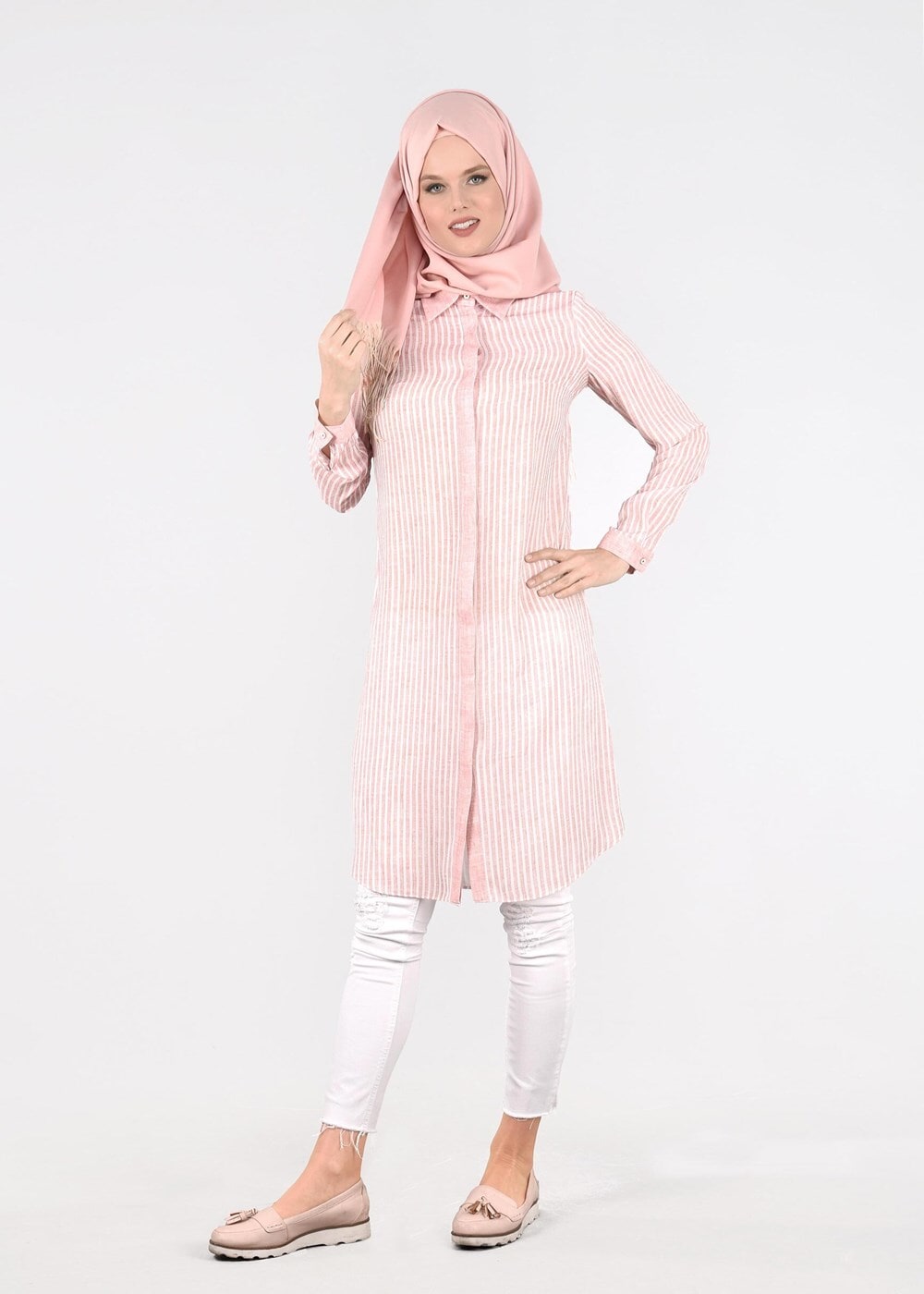 Tesettür giyim PUDRA T 4691 Maglia 8600 Tesettür Tunik-Alv Fashion