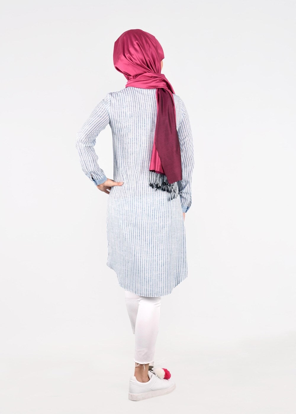 Tesettür giyim MAVİ T 4691 Maglia 8600 Tesettür Tunik-Alv Fashion