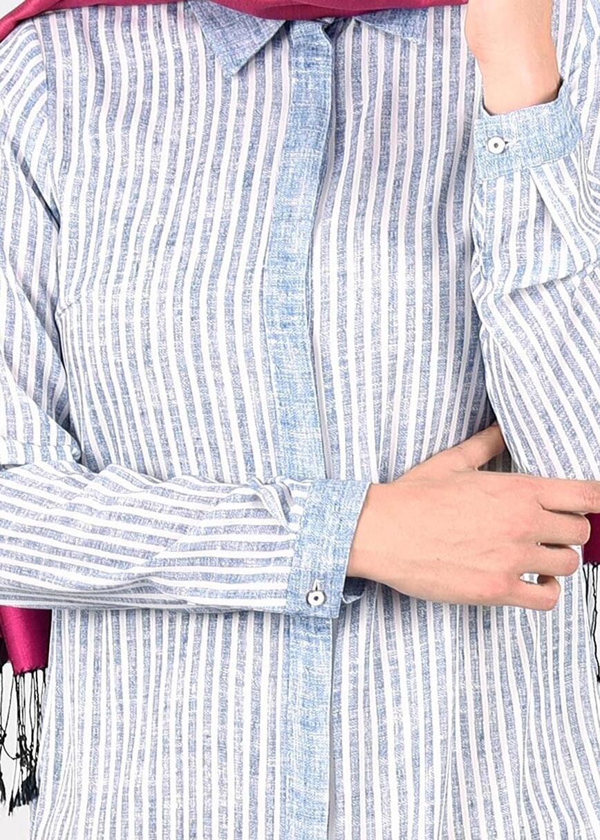 Tesettür giyim MAVİ T 4691 Maglia 8600 Tesettür Tunik-Alv Fashion