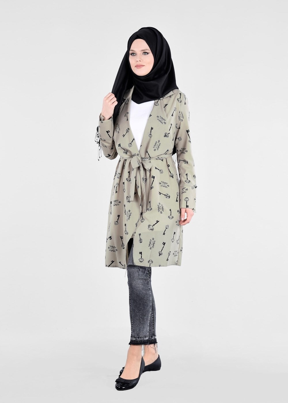 Tesettür giyim HAKİ T 4698 Rosa 8291 Tesettür Tunik-Alv Fashion