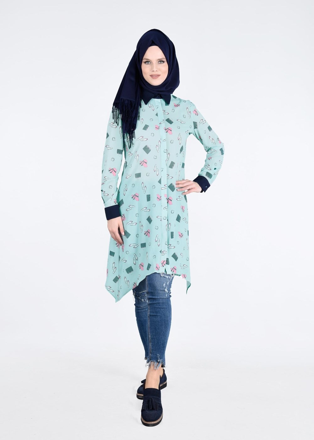 Tesettür giyim MAVİ T 4804 Verso 8293 Tunik-Alv Fashion