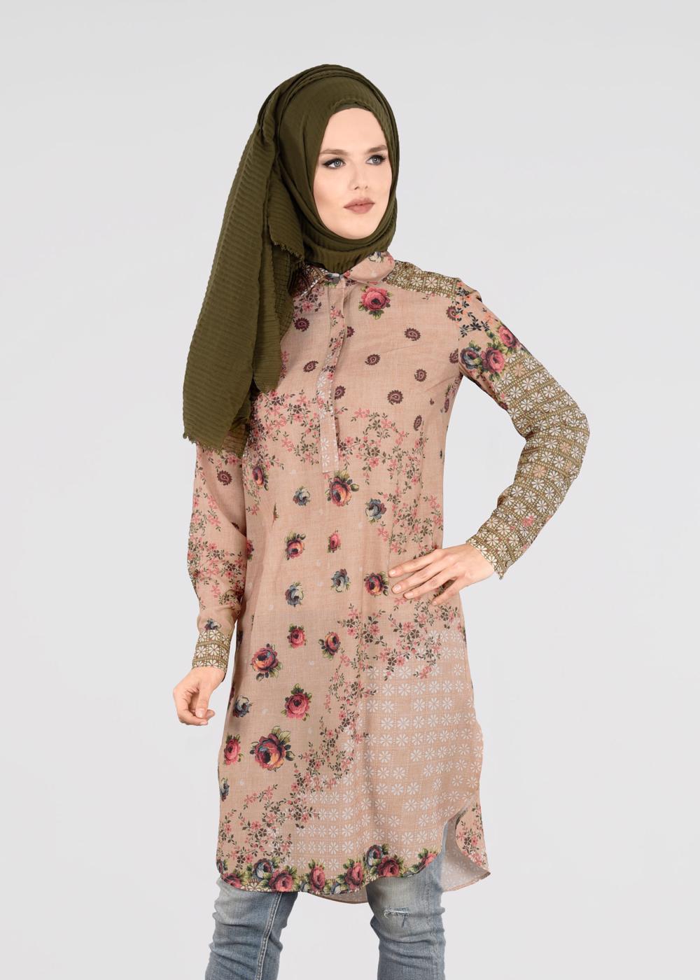 Tesettür giyim PUDRA T 4811 Rosa 9862 Tunik-Alv Fashion