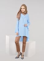 Tesettür giyim MAVİ T 4941 ModaBu- Güpür Detaylı Tunik