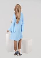 Tesettür giyim MAVİ T 4941 ModaBu- Güpür Detaylı Tunik