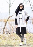 Tesettür giyim SİYAH T 5131 2&prime;li Tesettür Takım-Bwest