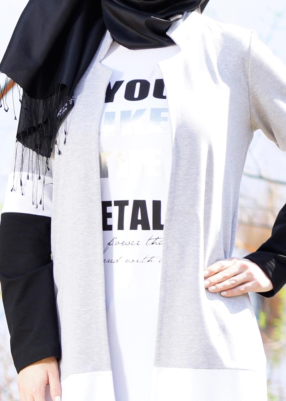 Tesettür giyim SİYAH T 5131 2&prime;li Tesettür Takım-Bwest