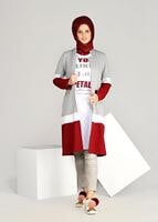 Tesettür giyim BORDO T 5131 2&prime;li Tesettür Takım-Bwest