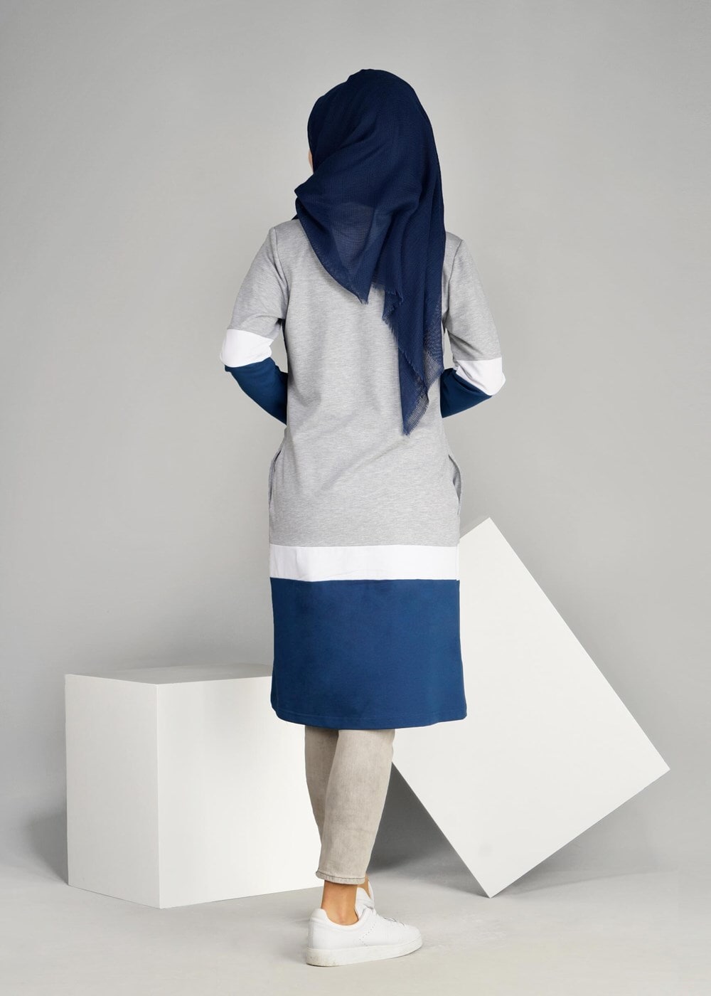 Tesettür giyim LACİVERT T 5131 2&prime;li Tesettür Takım-Bwest