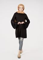 Tesettür giyim SİYAH T 5457 Mısra-Güpür Detaylı Tunik