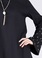 Tesettür giyim SİYAH T 6441 ModaBu- İncili Tesettür Tunik