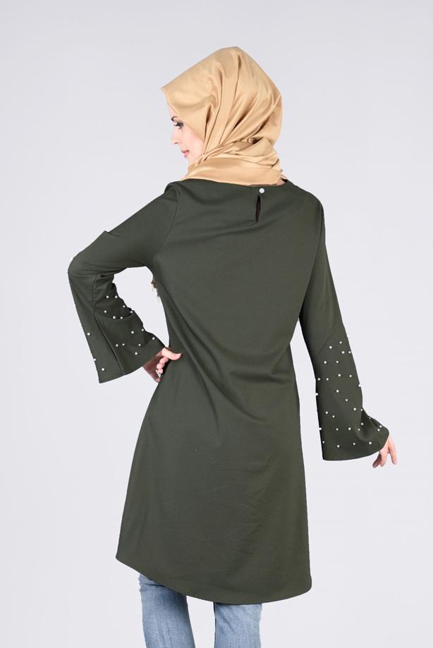 Tesettür giyim  T 6441 ModaBu- İncili Tesettür Tunik - TRENDTESETTÜR