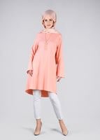 Tesettür giyim PUDRA T 6441 ModaBu- İncili Tesettür Tunik