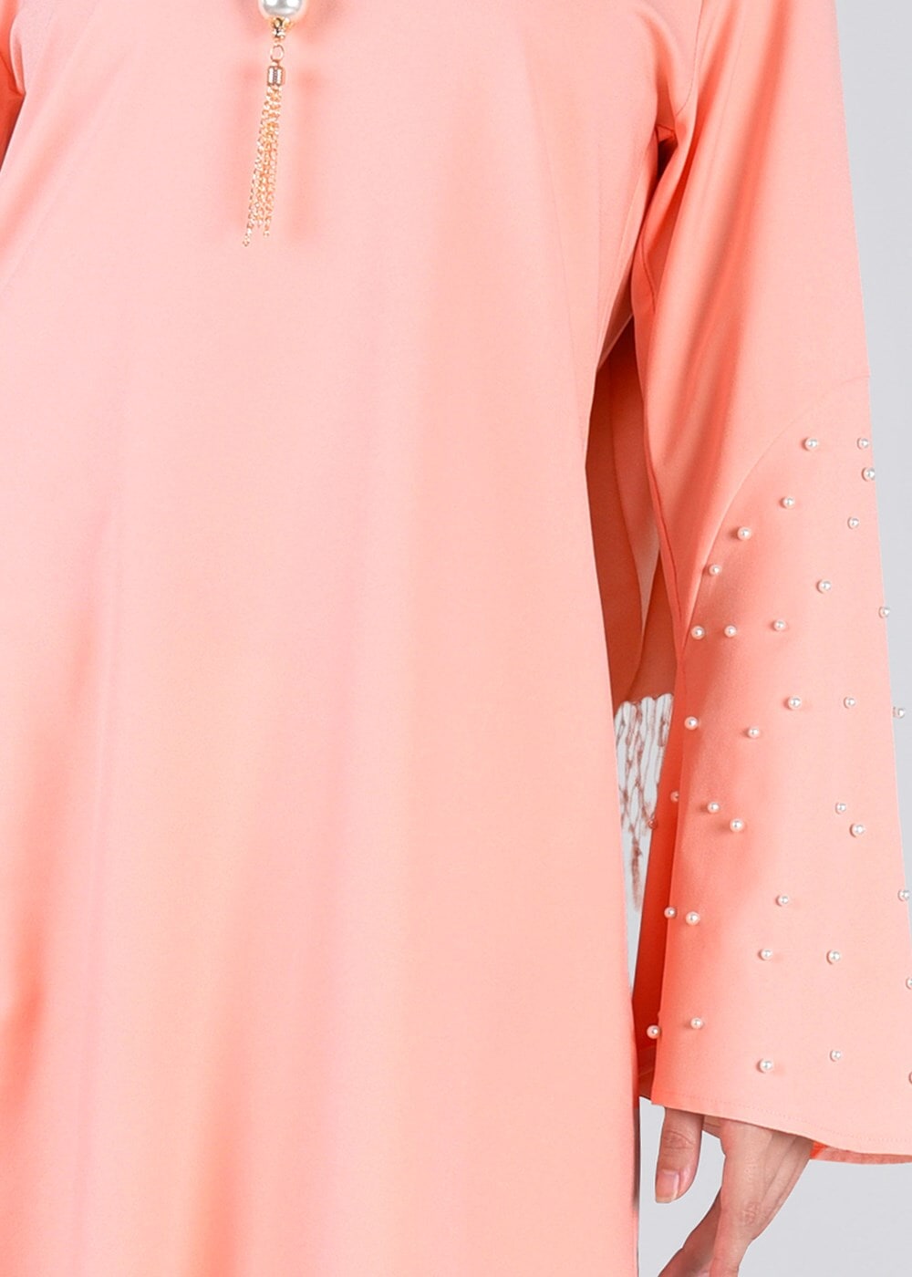 Tesettür giyim PUDRA T 6441 ModaBu- İncili Tesettür Tunik