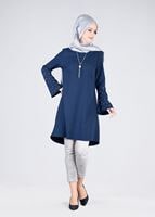 Tesettür giyim LACİVERT T 6441 ModaBu- İncili Tesettür Tunik