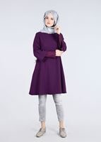 Vêtements hijab POURPRE T 6548 Mısra-Kol Ucu Güpürlü Tunik