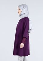Vêtements hijab POURPRE T 6548 Mısra-Kol Ucu Güpürlü Tunik