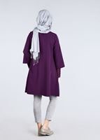 Vêtements hijab POURPRE T 6548 Mısra-Kol Ucu Güpürlü Tunik