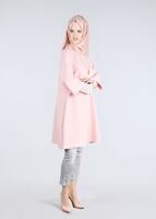 Tesettür giyim PUDRA T 6548 Mısra-Kol Ucu Güpürlü Tunik