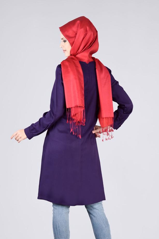 Vêtements hijab  T 7051 ModaHanne-Nakış Detaylı Tunik - TRENDTESETTÜR