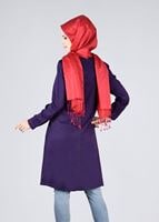 Vêtements hijab POURPRE T 7051 ModaHanne-Nakış Detaylı Tunik
