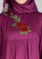 Hijab clothing PURPLE T 7051 ModaHanne-Nakış Detaylı Tunik