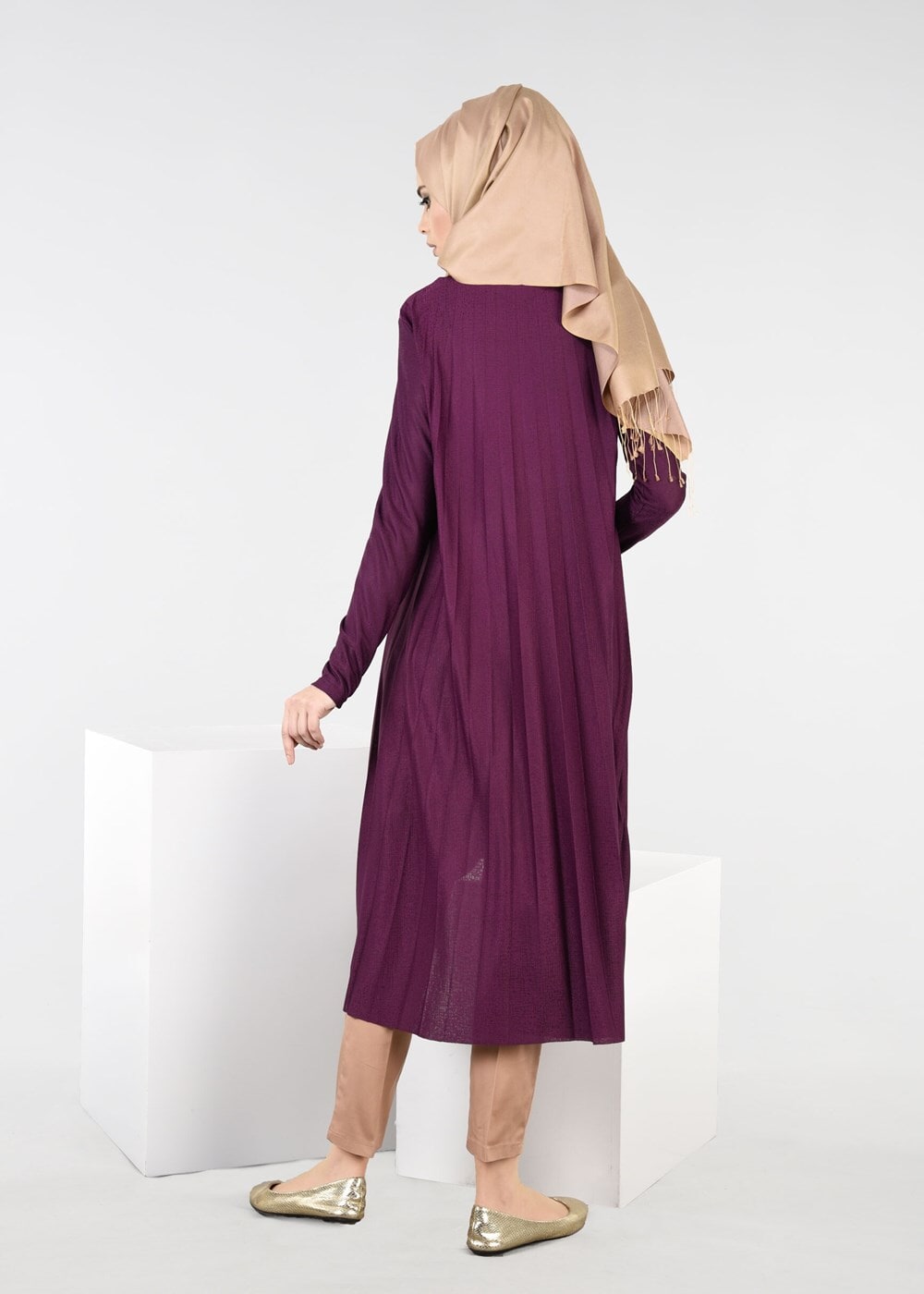 Tesettür giyim MÜRDÜM T 8051 ModaBu- Piliseli Tesettür Tunik