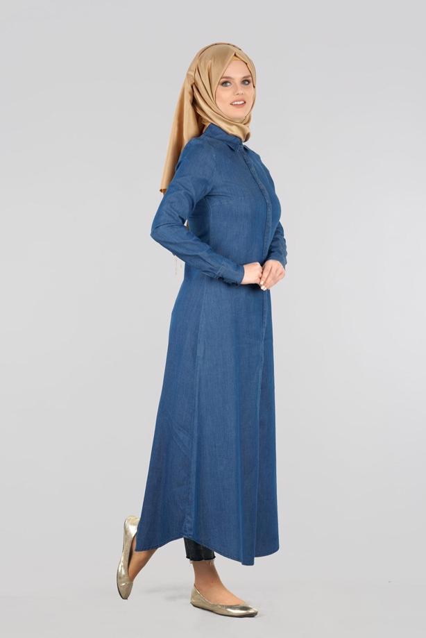 Tesettür giyim  T 8331 Gizli Patlı Uzun Elbise-Magazin - TRENDTESETTÜR