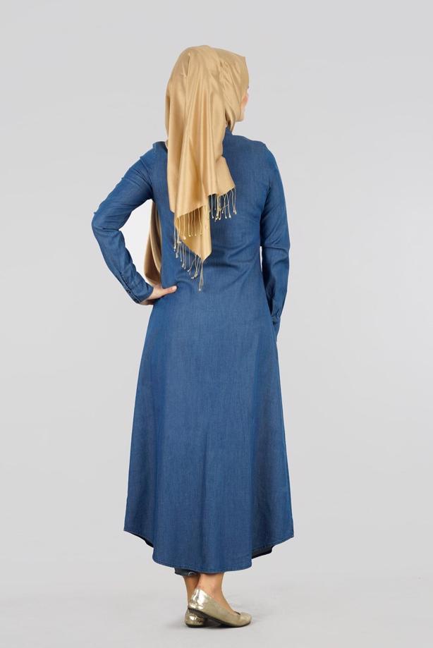 Tesettür giyim  T 8331 Gizli Patlı Uzun Elbise-Magazin - TRENDTESETTÜR