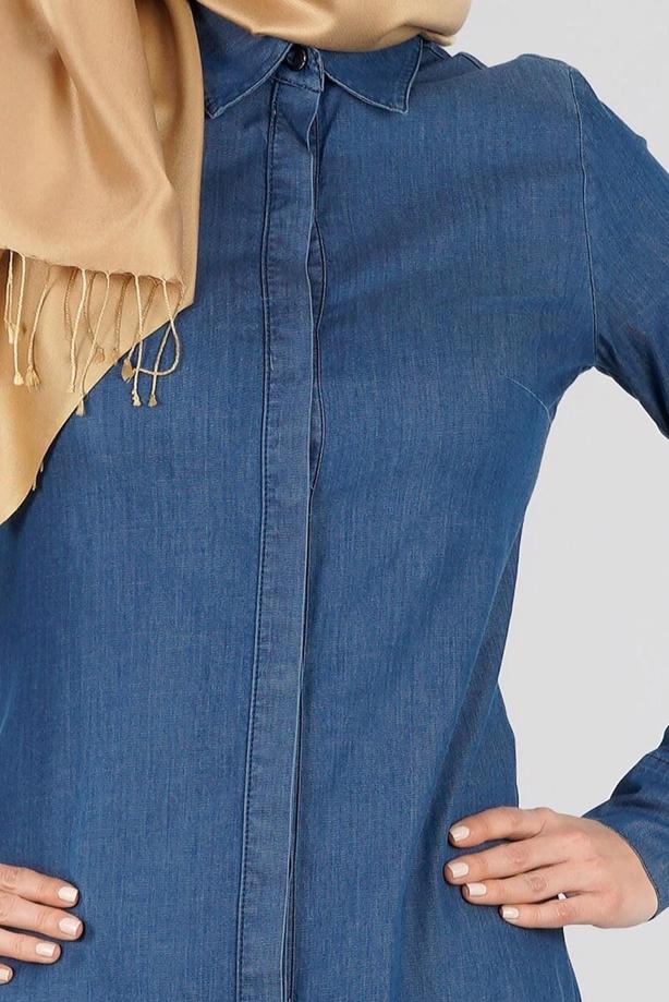 Tesettür giyim  T 8331 Gizli Patlı Uzun Elbise-Magazin - TRENDTESETTÜR