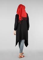 Tesettür giyim SİYAH T 8415 Asmiray-Nakışlı Tunik