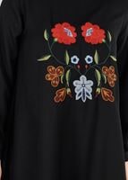 Tesettür giyim SİYAH T 8415 Asmiray-Nakışlı Tunik