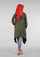 Tesettür giyim HAKİ T 8415 Asmiray-Nakışlı Tunik