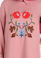 Tesettür giyim PUDRA T 8415 Asmiray-Nakışlı Tunik