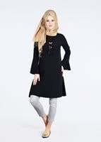 Tesettür giyim SİYAH T 9725 Pilise Detaylı Tunik-Pr Collection