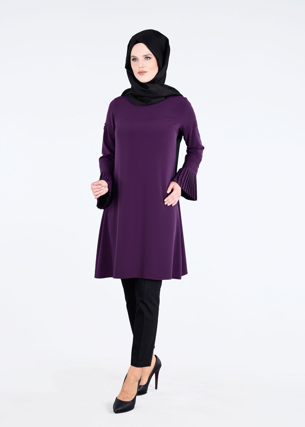 Tesettür giyim MOR T 9725 Pilise Detaylı Tunik-Pr Collection