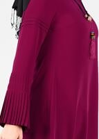Tesettür giyim FUŞYA T 9725 Pilise Detaylı Tunik-Pr Collection