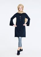 Tesettür giyim LACİVERT T 9725 Pilise Detaylı Tunik-Pr Collection
