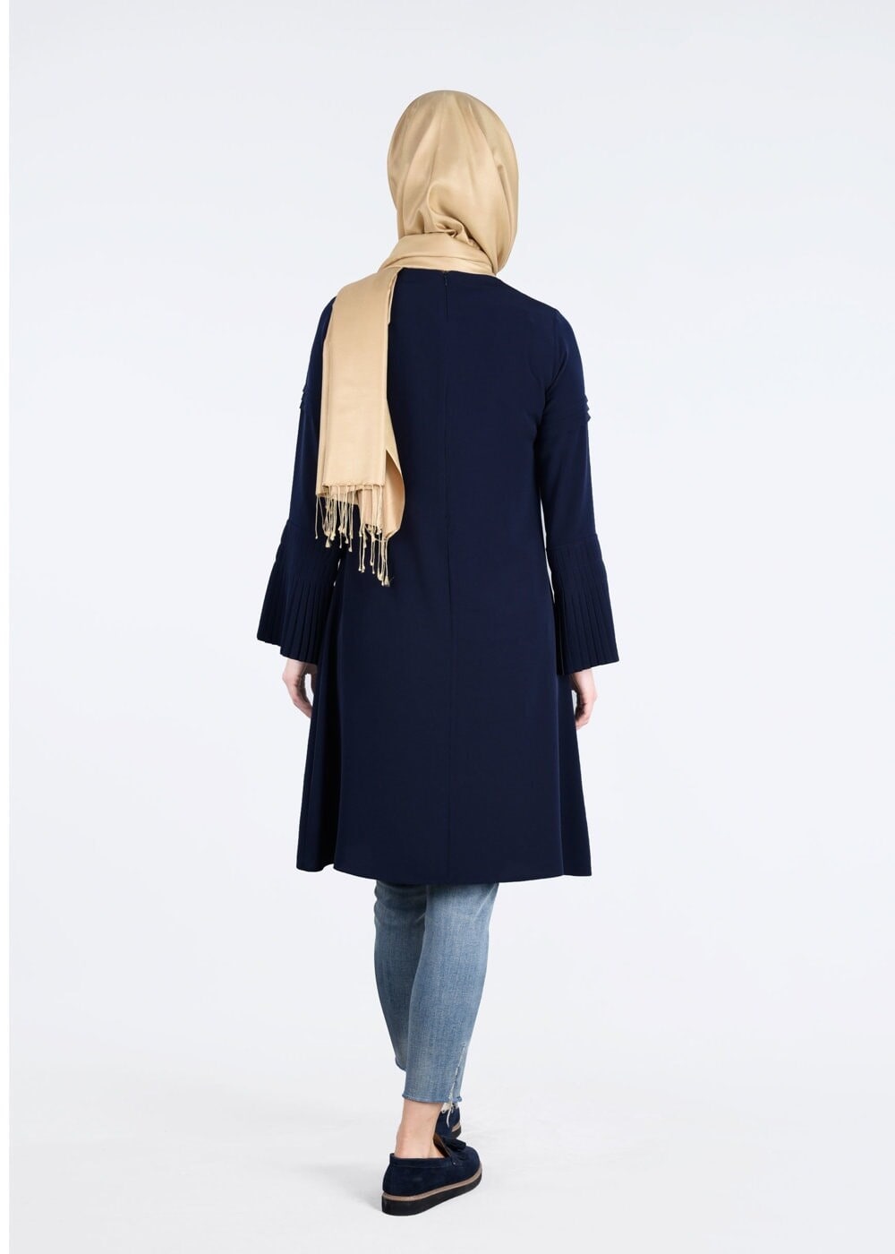 Tesettür giyim LACİVERT T 9725 Pilise Detaylı Tunik-Pr Collection