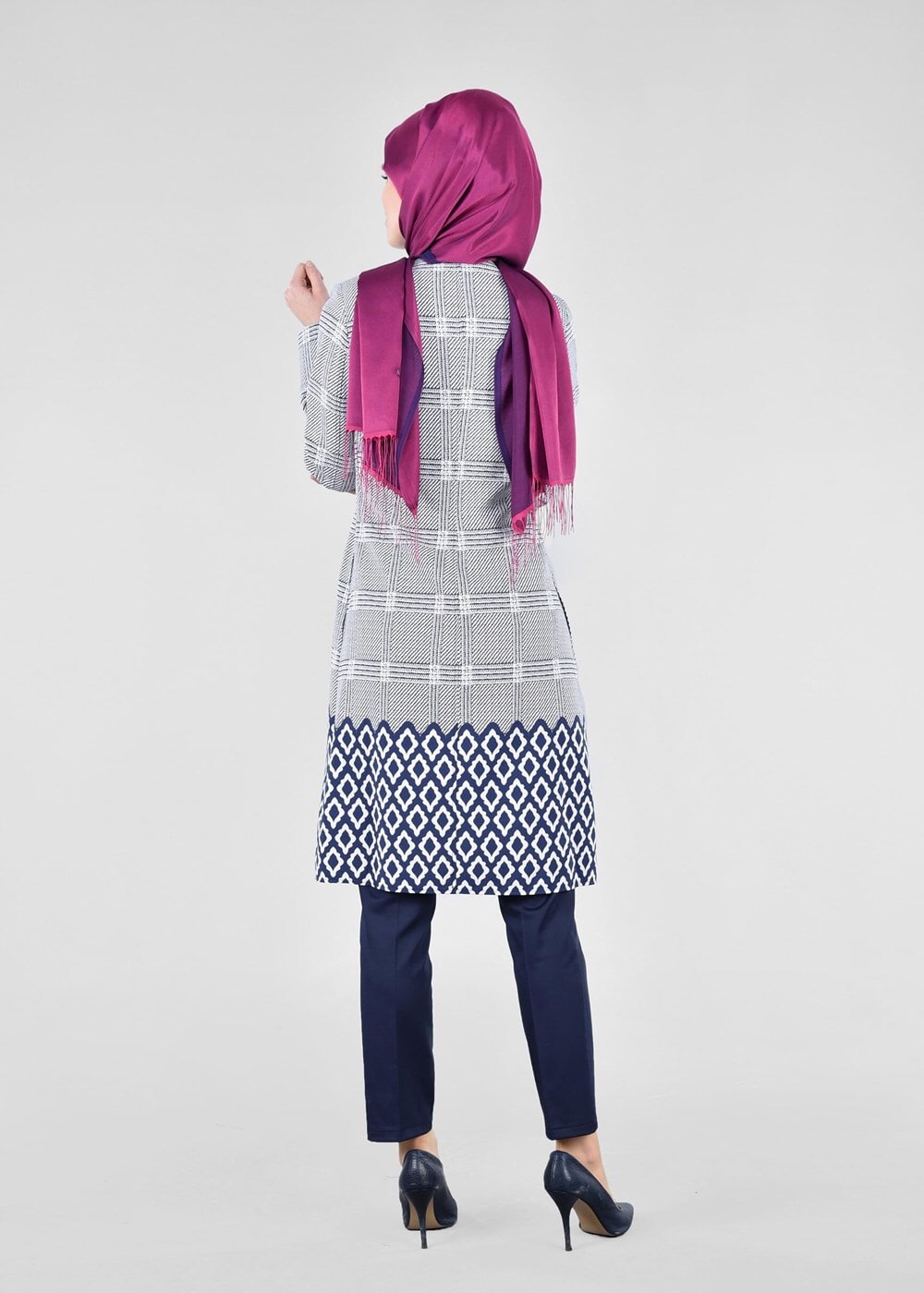 Tesettür giyim LACİVERT T 1700 Alaska Tesettür Trench-Alv Fashion