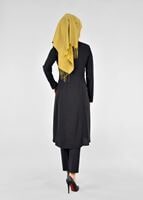 Tesettür giyim SİYAH T 1709 Sufle Tesettür Trench-Alv Fashion