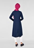 Tesettür giyim LACİVERT T 1709 Sufle Tesettür Trench-Alv Fashion