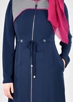 Tesettür giyim LACİVERT T 1709 Sufle Tesettür Trench-Alv Fashion