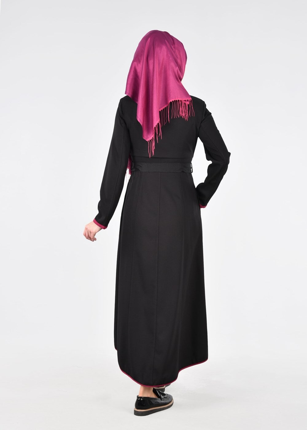 Vêtements hijab NOIR T 1721 Demre Tesettür Trench-Alv Fashion